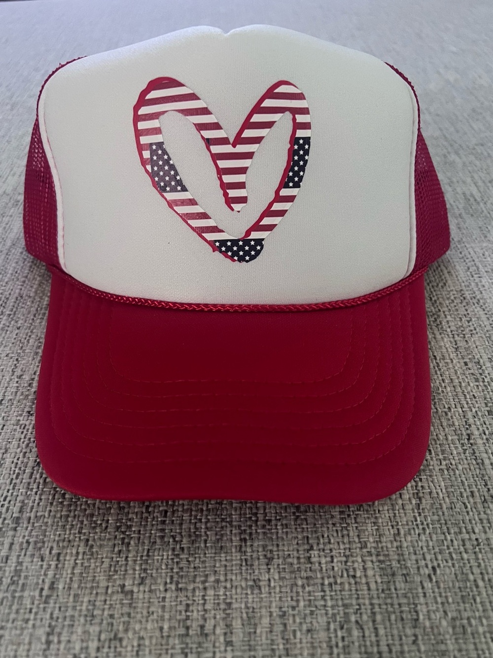 Adjustable Red Trucker Hat with American Flag ♥️ 🤍💙 wore ONCE last year 2025!